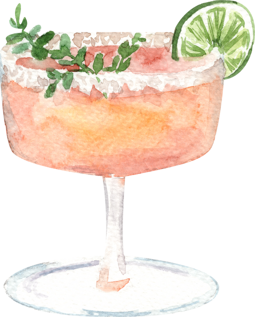 Watercolor grapefruit lime cocktail